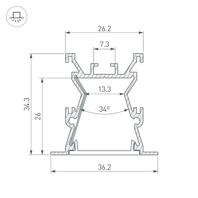 Профиль анодированный встраиваемый с экраном ALU-WIDE-FL-H35-2000 ANOD+FROST Arlight Алюминий арт. 027887