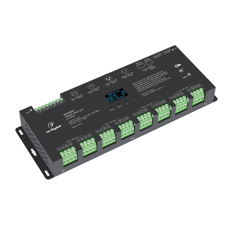 Декодер SMART-DMX-SUF 12-24V, 24x5A, XLR3, RJ45 Arlight арт.033769