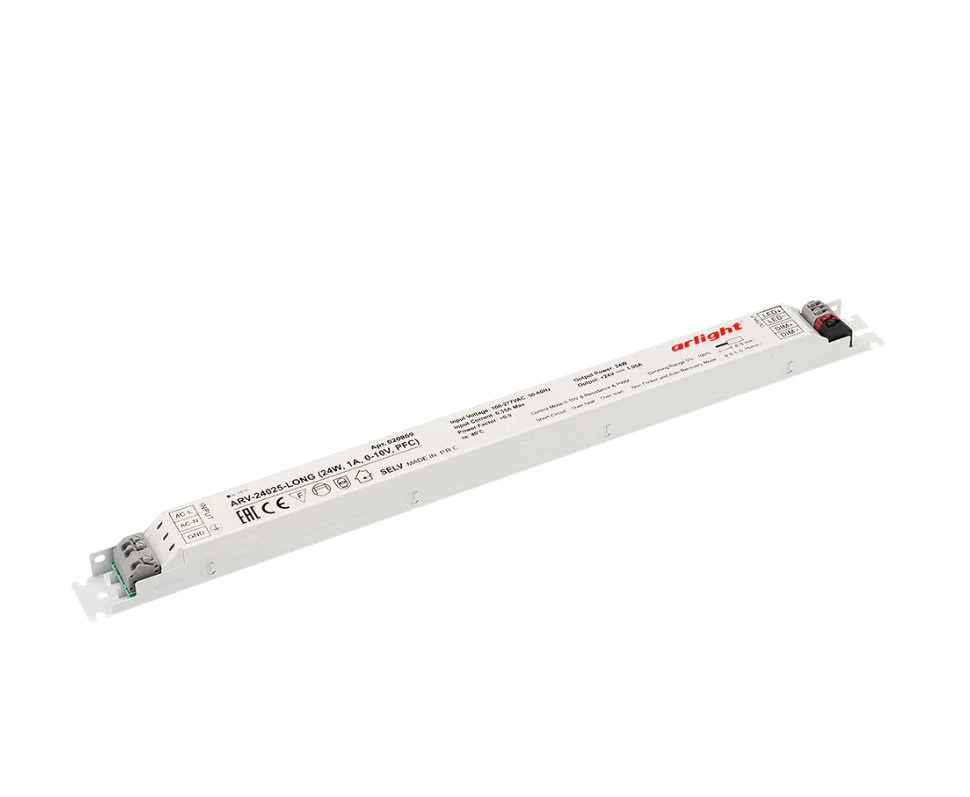 Блок питания ARV-24025-LONG (24W, 1A, 0-10V, PFC)