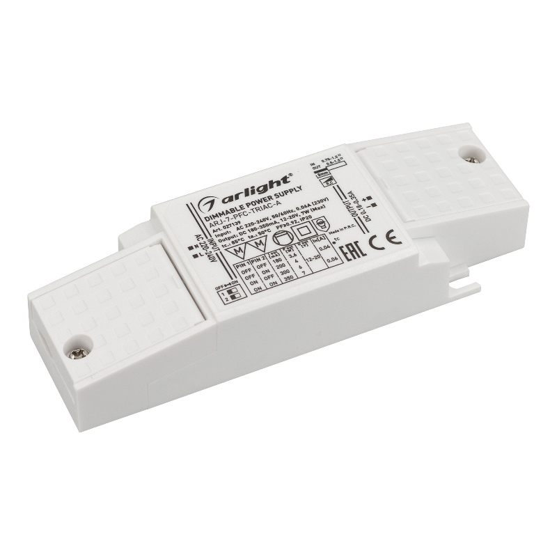 Блок питания диммируемый ИТ Arlight ARJ-7-PFC-TRIAC-A 7W 180-350mA IP20 Пластик арт.027139