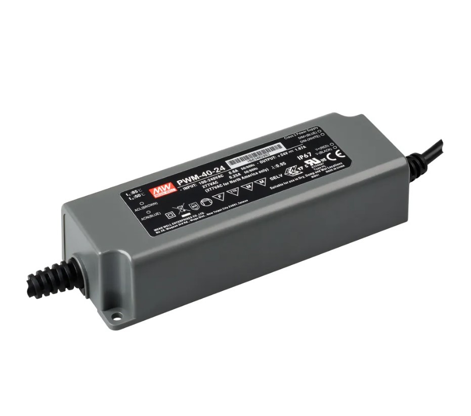 Блок питания PWM-40-24 (24V, 1.67A, 40W, 0-10V, PFC)