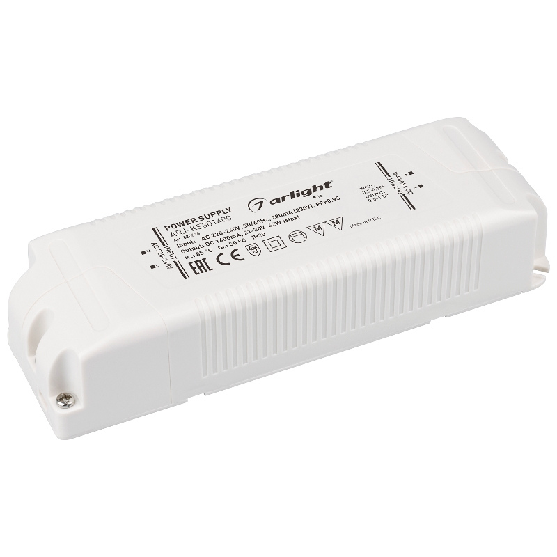 Блок питания в пластиковом корпусе негерметичный ARJ-KE301400 42W 1400mA PFC Arlight IP20 арт.020676