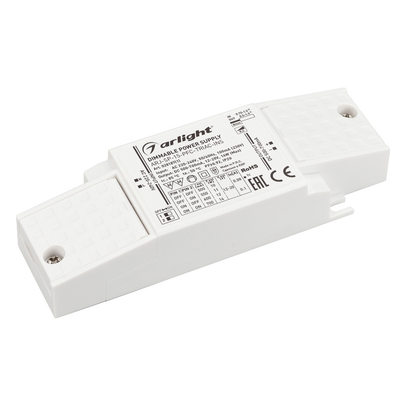 Блок питания диммируемый ARJ-SP-15-PFC-TRIAC-INS 14W 12-20V 0.5-0.7A Arlight IP20 Пластик 028187(1)