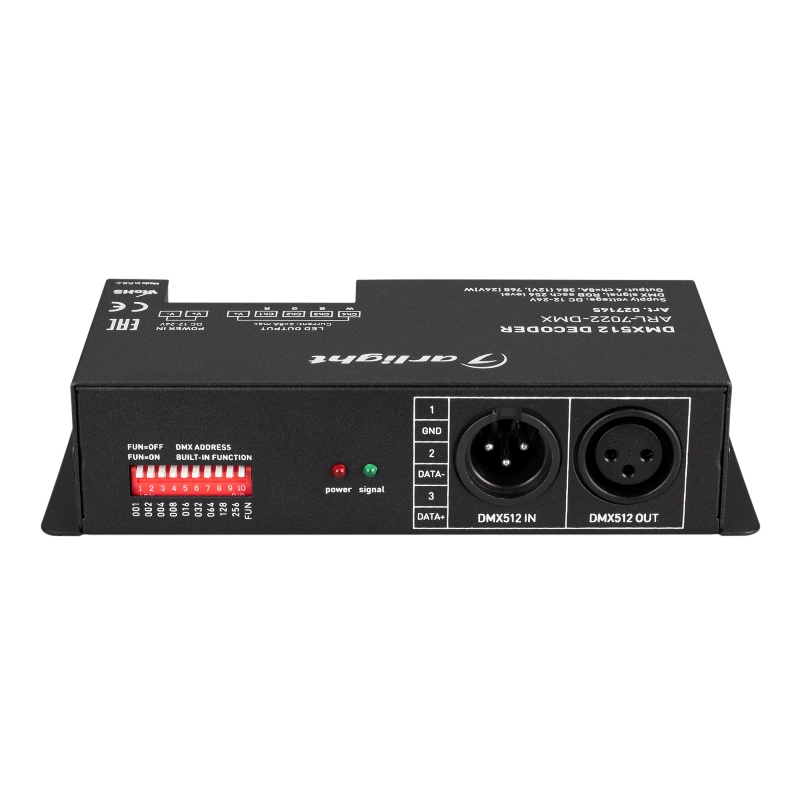 Декодер ARL-7022-DMX (12-24V, 4x8A, DMX512, XLR3) Arlight, IP20 Металл арт.027145